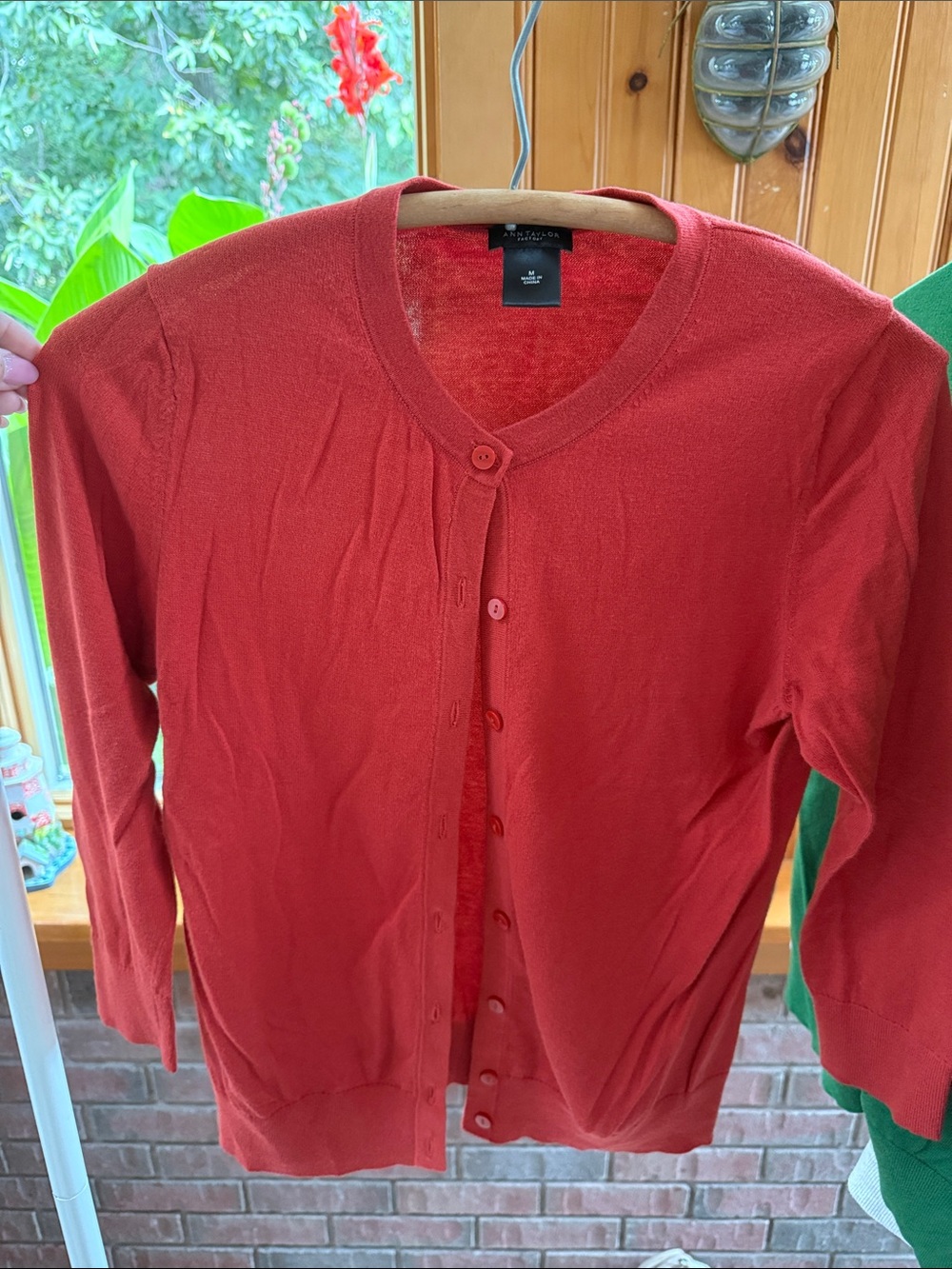 Ann Taylor 100% Cotton Burnt Orange Button-Front Cardigan Sweater
